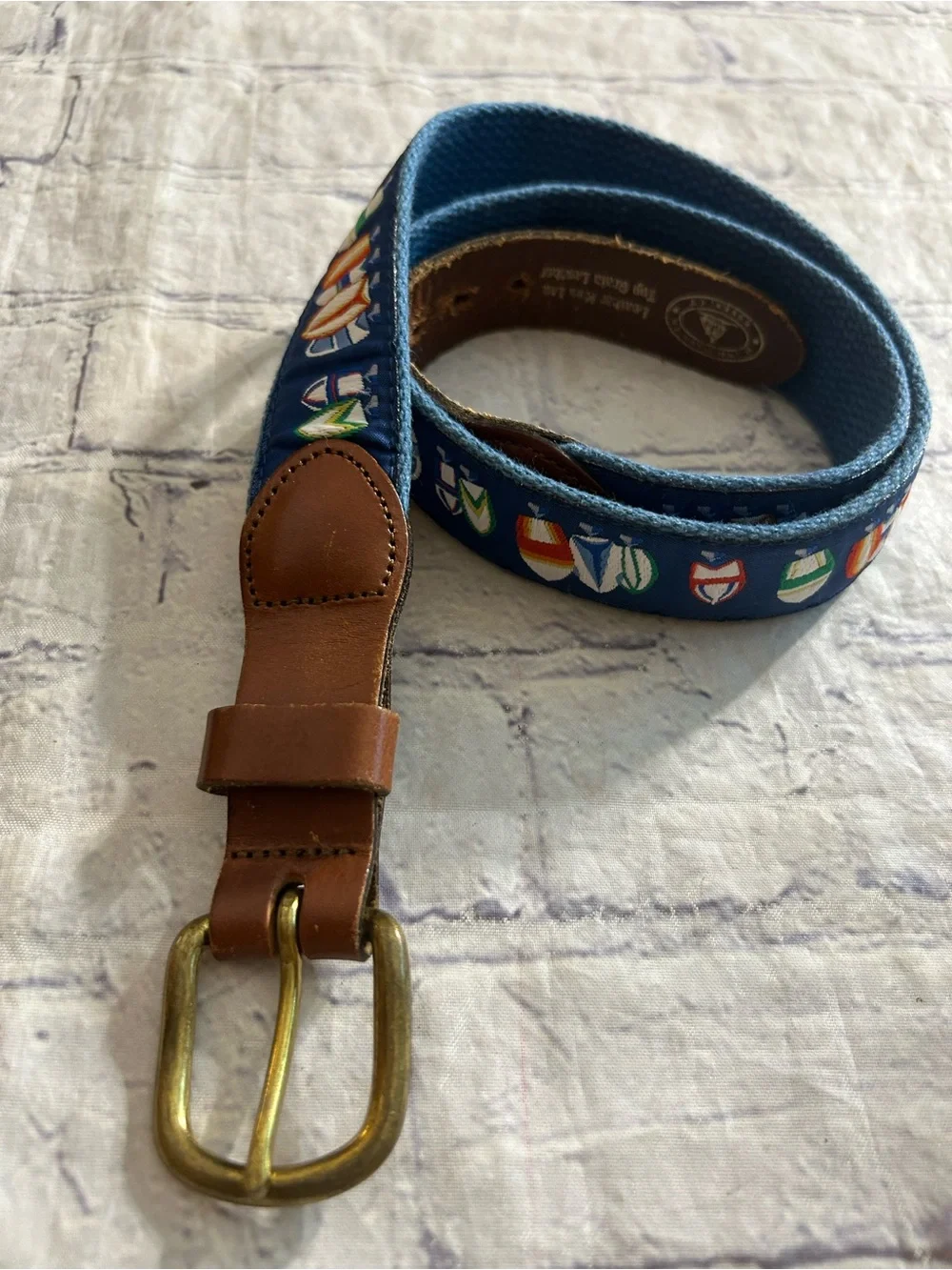 BISON BELT CO. MULTI COLORED LEATHER ACCENT & HAND MADE LEATHER BLUE BELTS